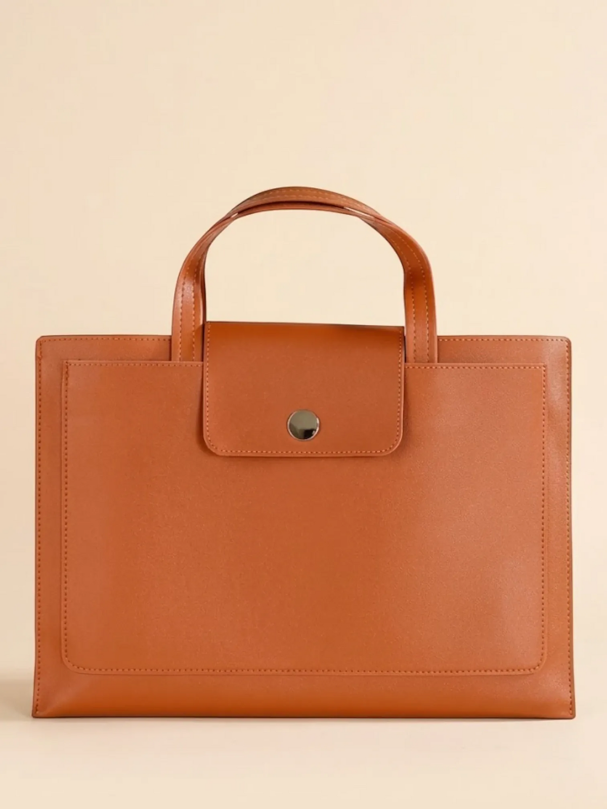Sac Ordinateur Fin en Similicuir Camel