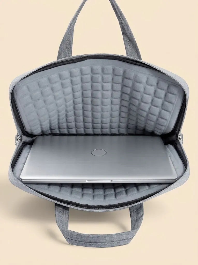 Sac ordinateur tissu mousse zippé Gris