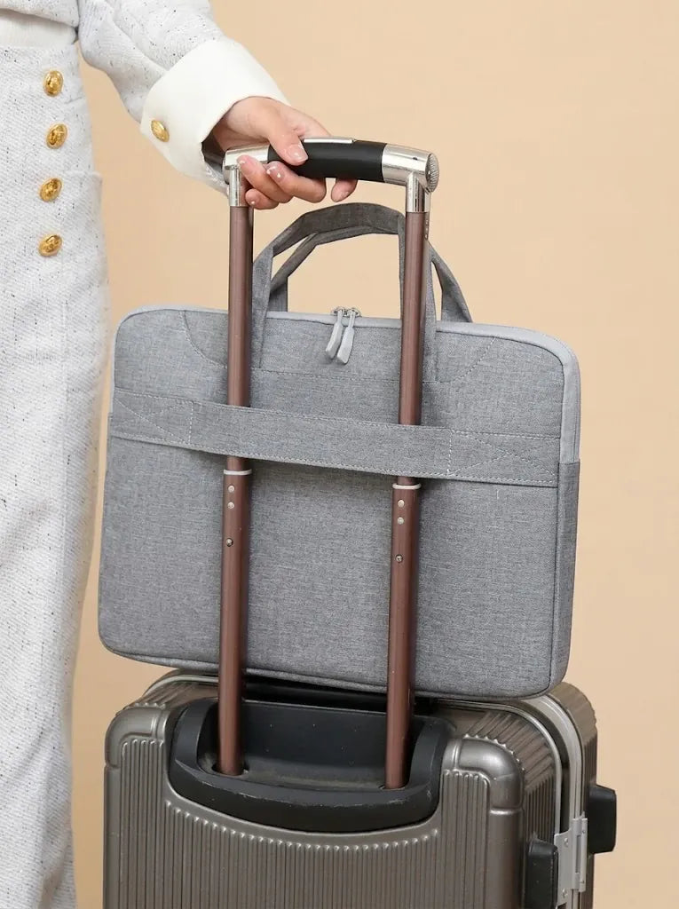 Sac ordinateur tissu mousse zippé Gris
