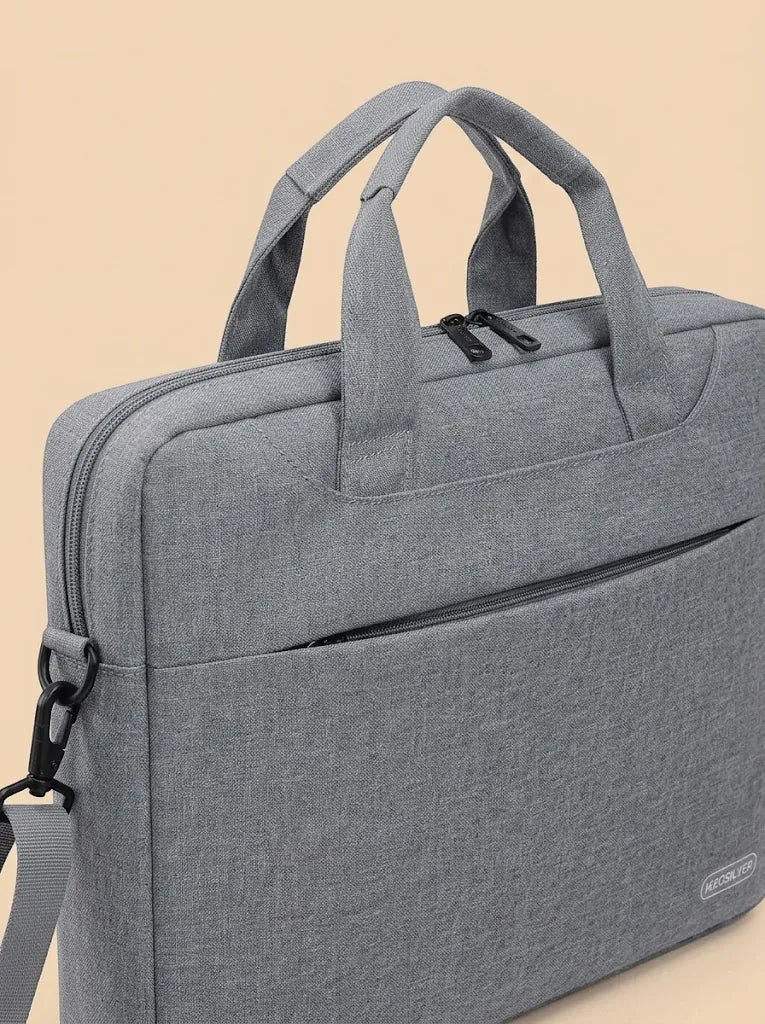 Sac ordinateur tissu mousse zippé Gris