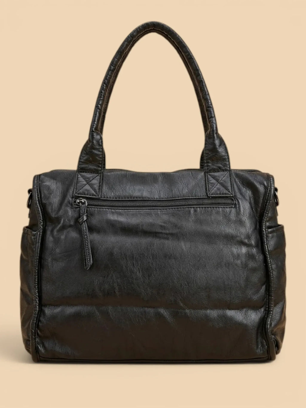 Sac Porté Épaule Cuir Noir Style Rock Noir