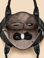 Sac Porté Épaule Cuir Noir Style Rock Noir
