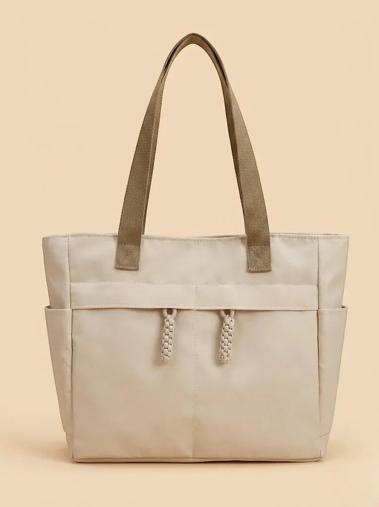 Sac Porté Épaule Femme Nylon Uni Beige