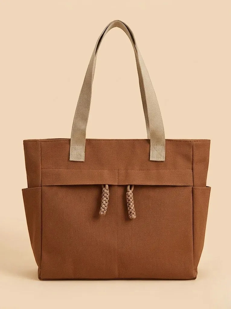 Sac Porté Épaule Femme Nylon Uni Marron