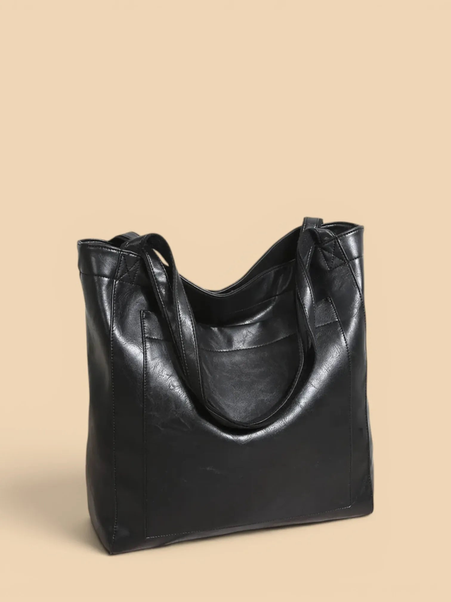Sac seau de cours en cuir vegan Noir