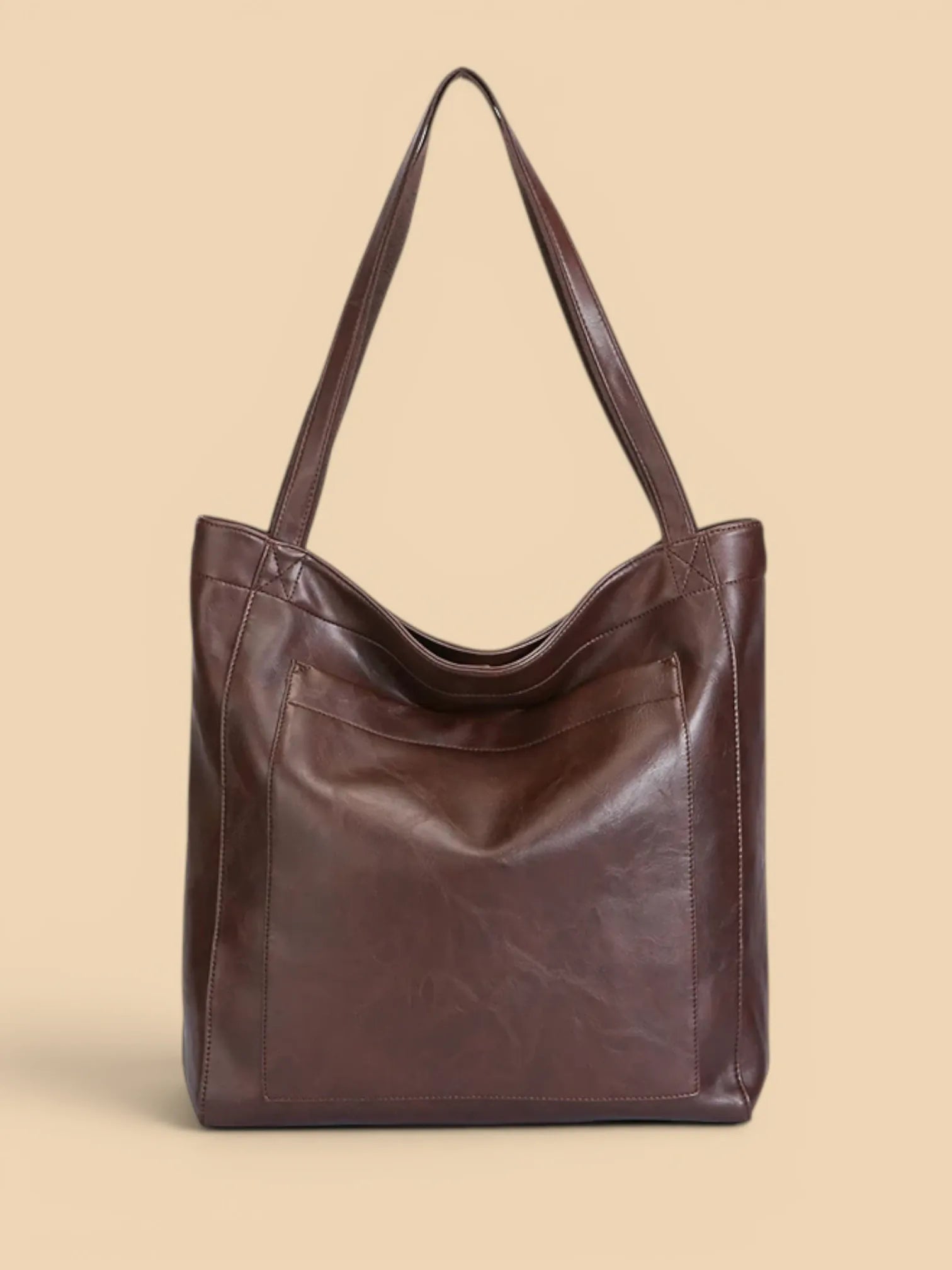 Sac seau de cours en cuir vegan Café