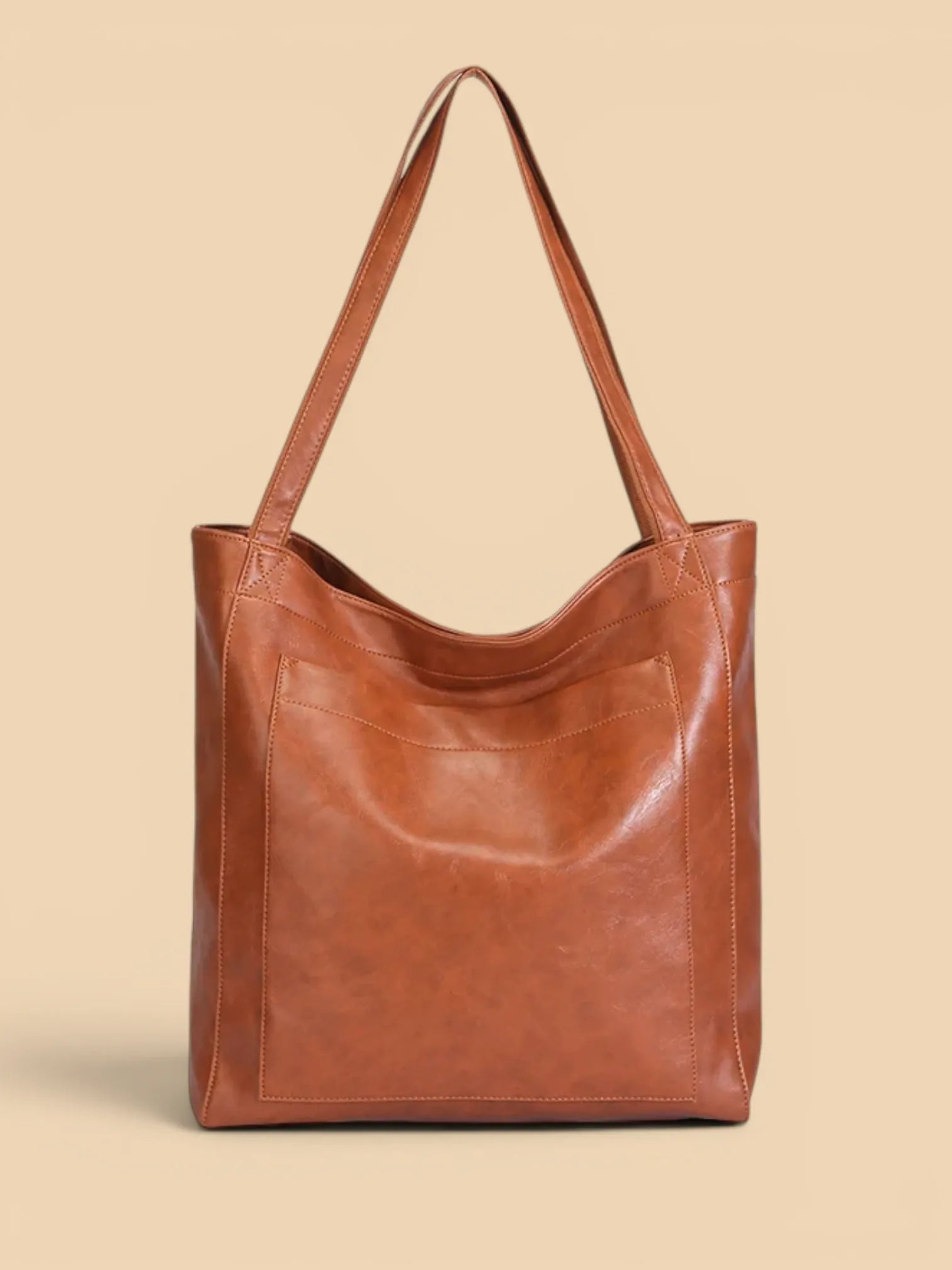 Sac seau de cours en cuir vegan Marron