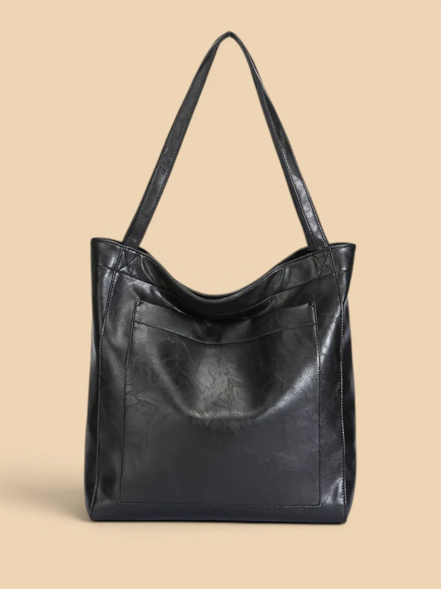 Sac seau de cours en cuir vegan Noir
