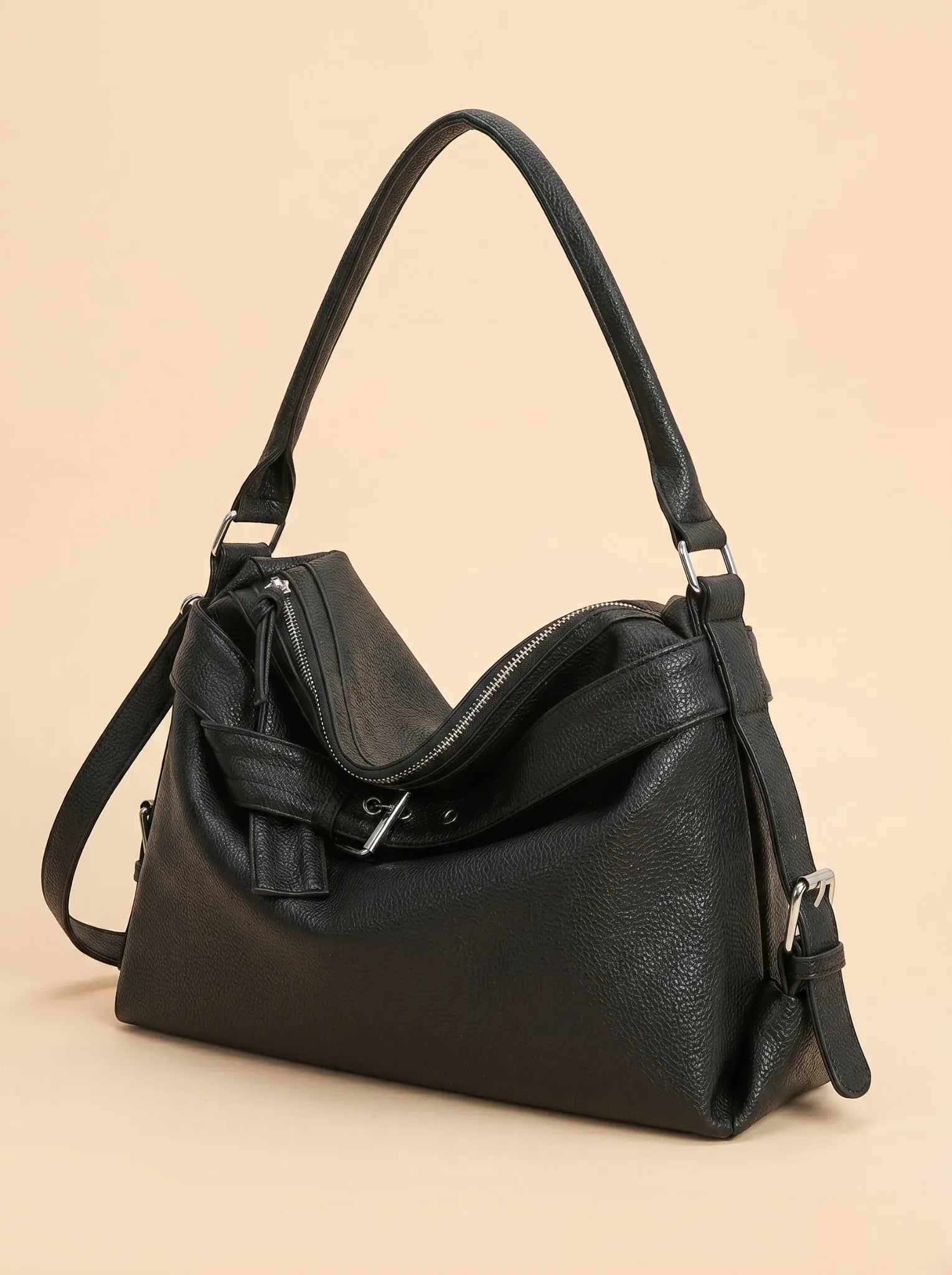 Sac Shopper de Cours Cuir Vegan Noir