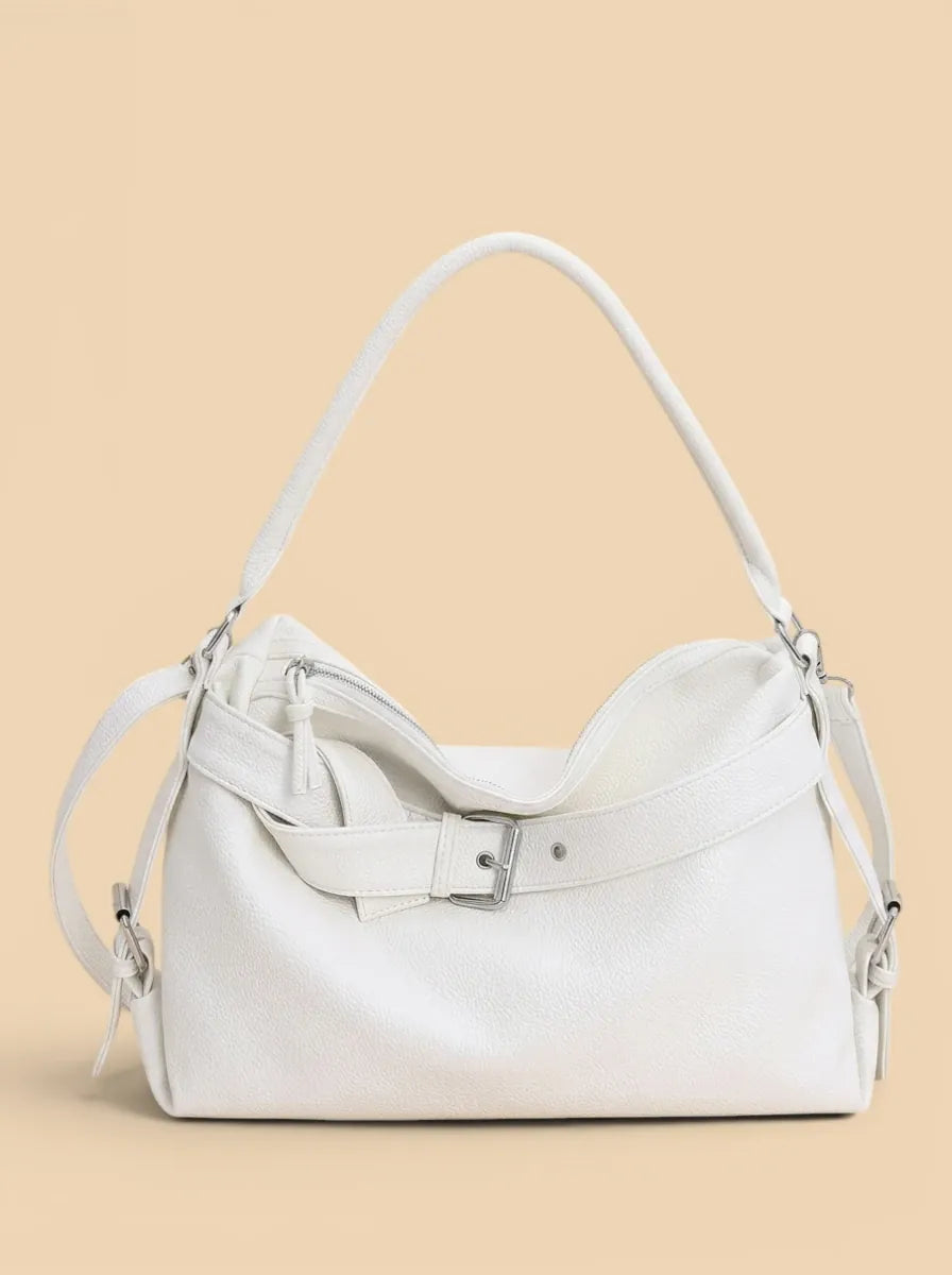 Sac Shopper de Cours Cuir Vegan Blanc