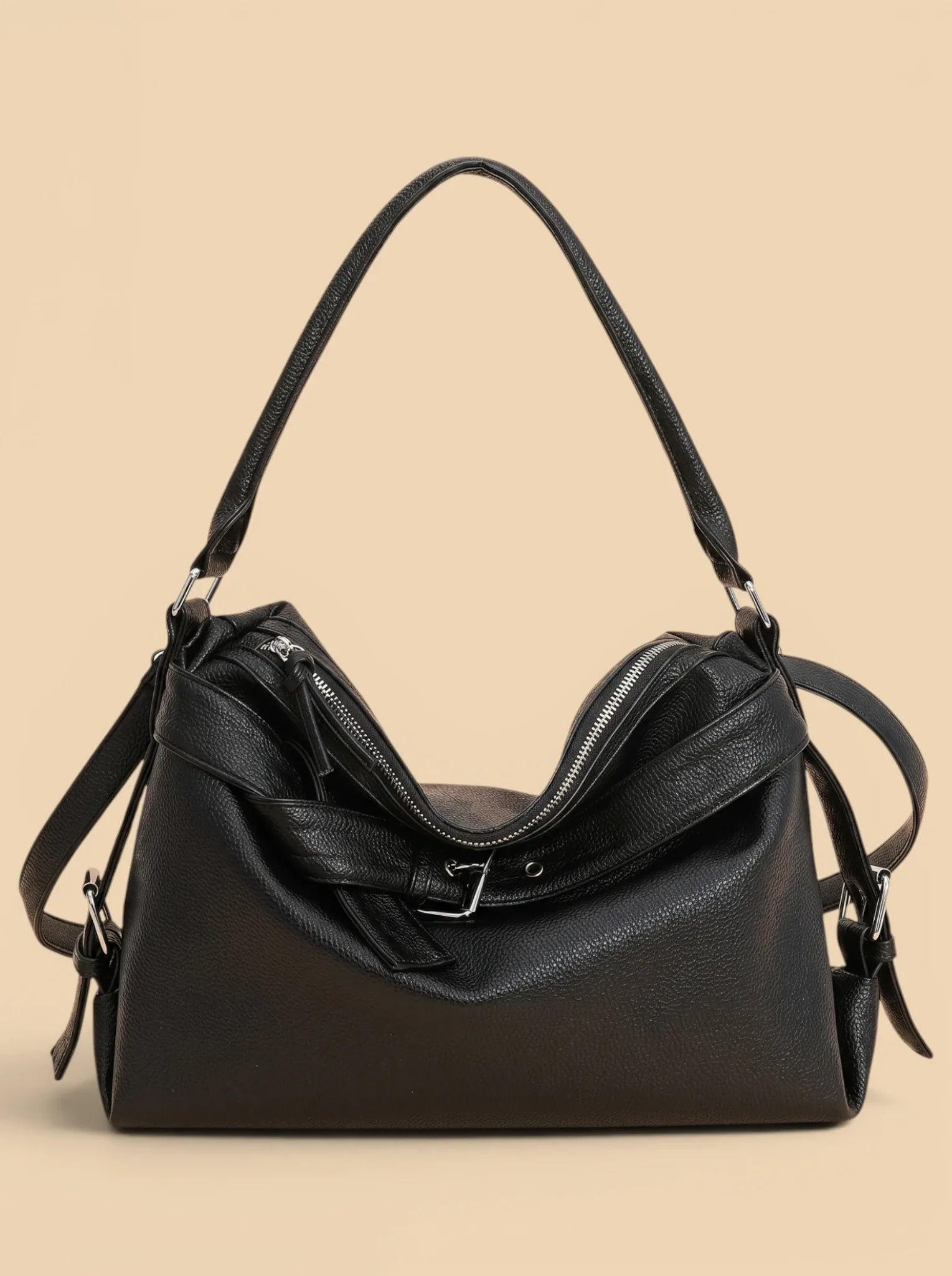 Sac Shopper de Cours Cuir Vegan Noir