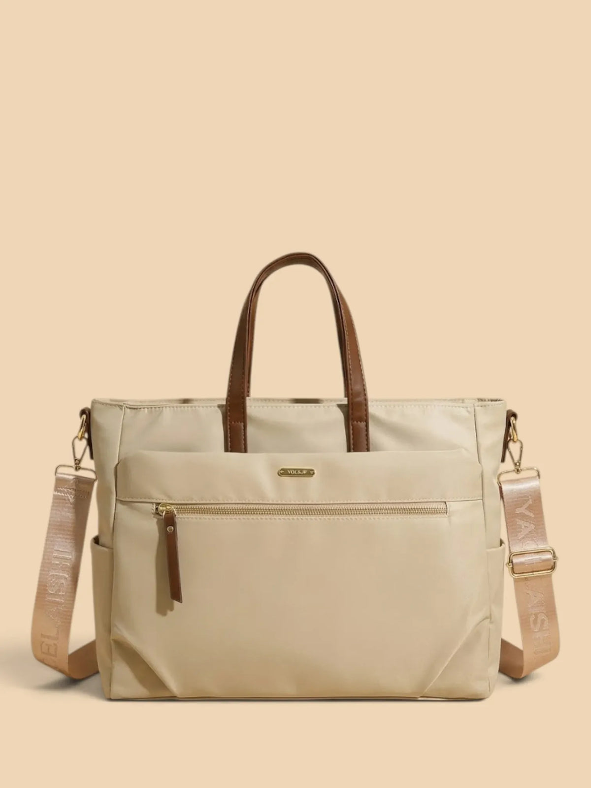Sac Tote Femme Business Poches Multiples Ordinateur Abricot