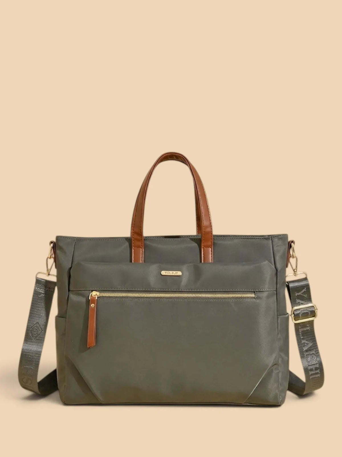 Sac Tote Femme Business Poches Multiples Ordinateur Khaki