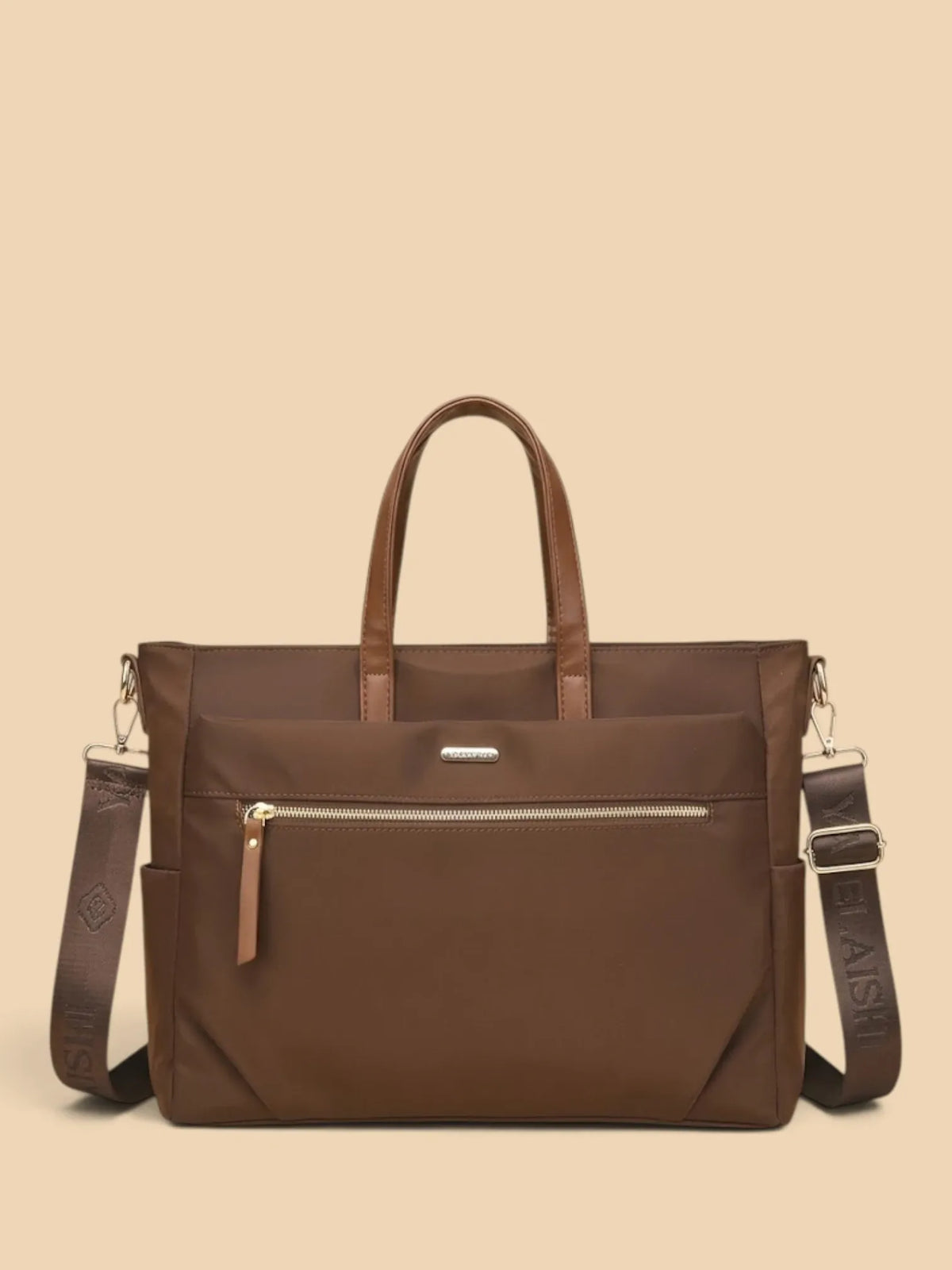 Sac Tote Femme Business Poches Multiples Ordinateur Marron