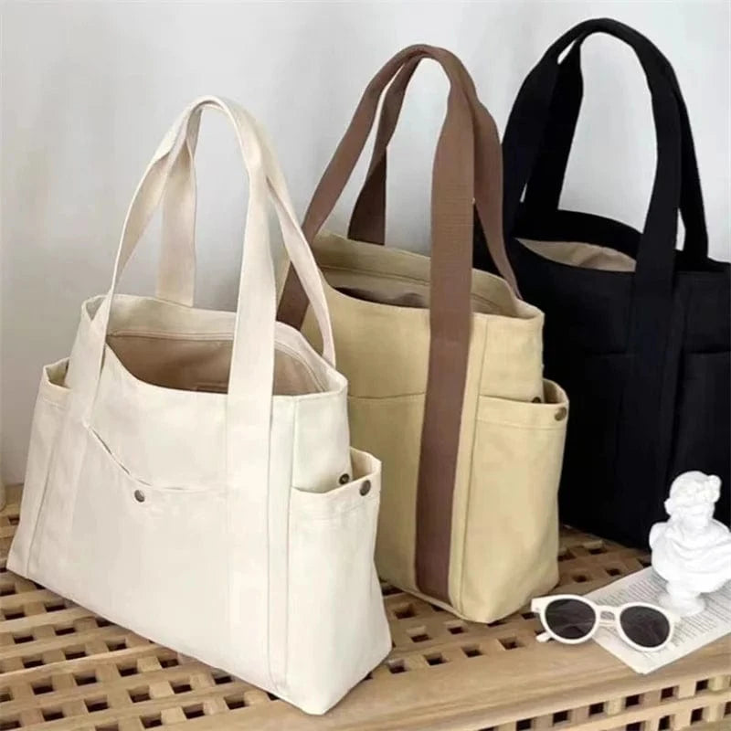 Tote Bag de Cours en Toile avec Rangement