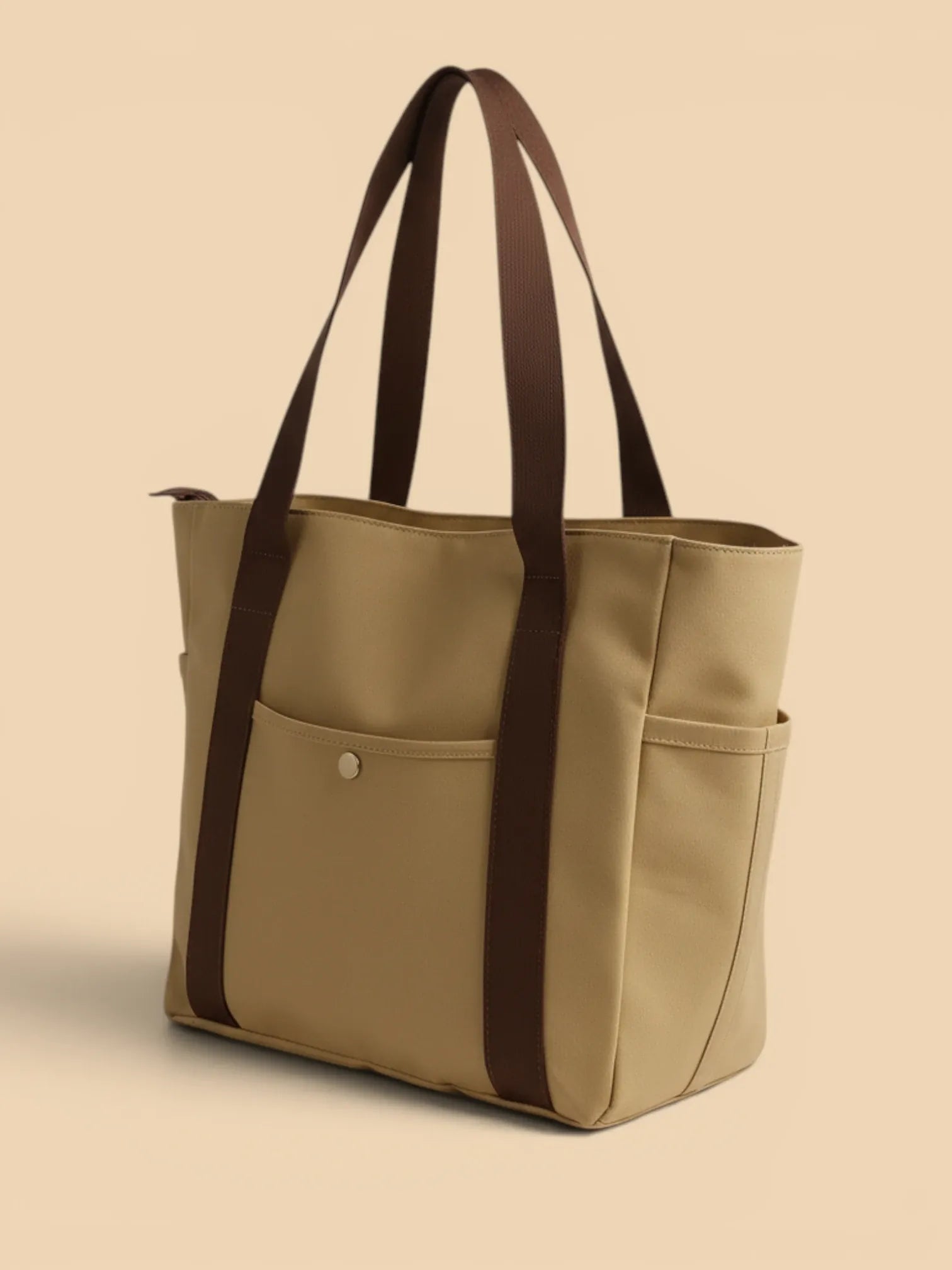 Tote Bag de Cours en Toile avec Rangement Kaki