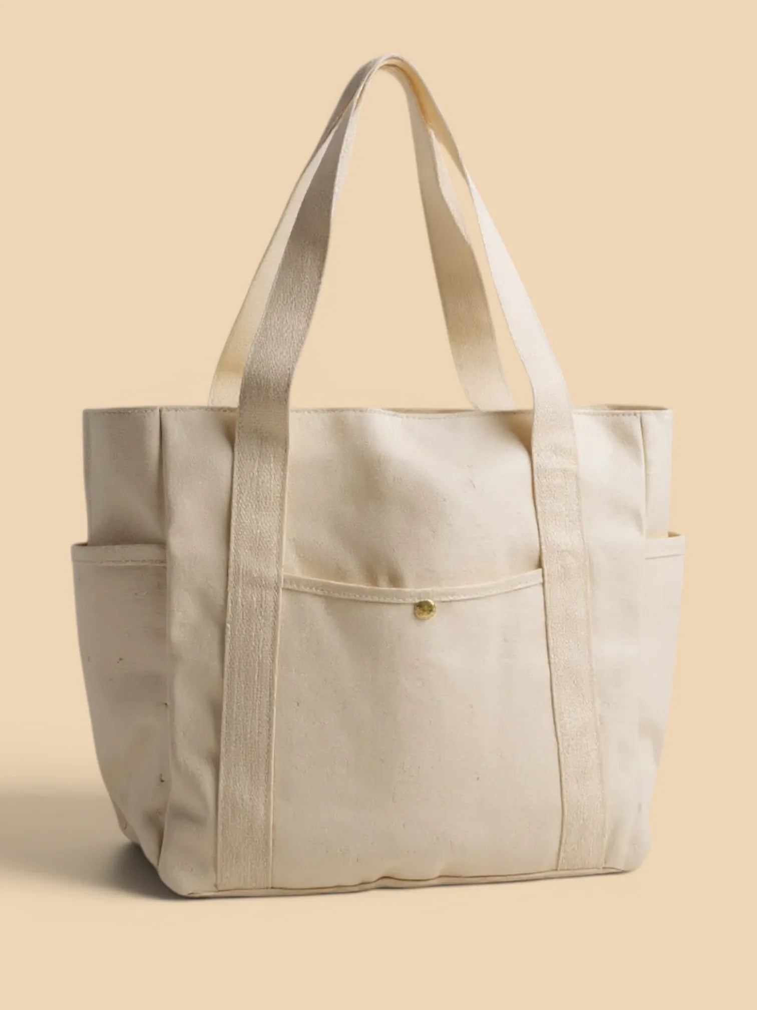 Tote Bag de Cours en Toile avec Rangement Blanc
