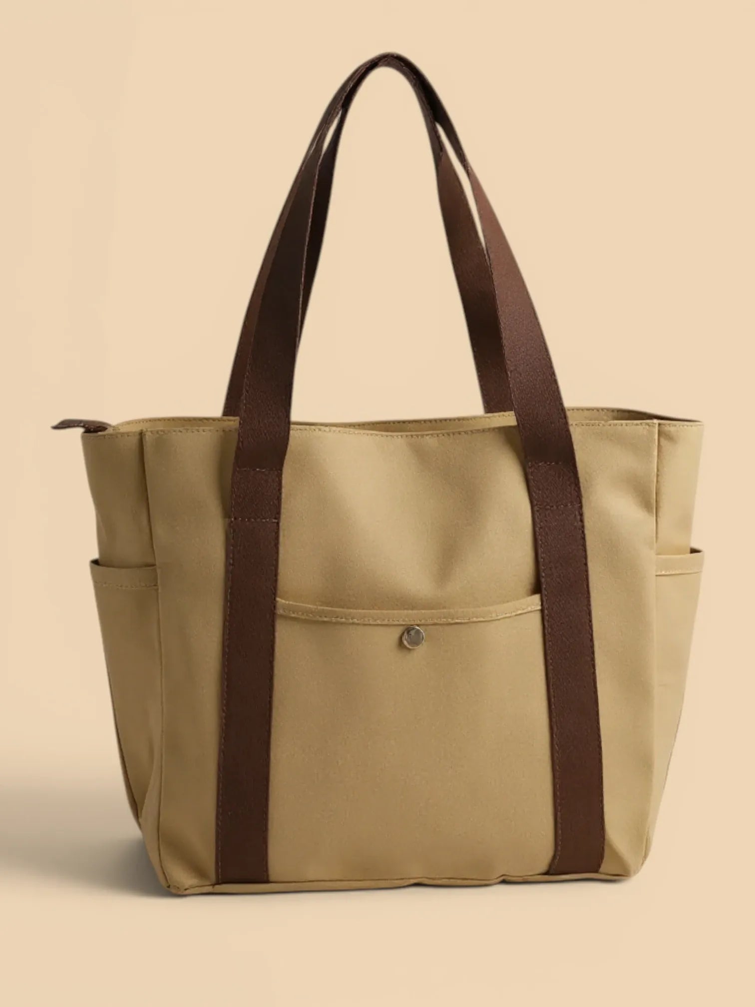 Tote Bag de Cours en Toile avec Rangement Kaki