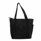 Tote Bag de Cours en Toile avec Rangement Noir