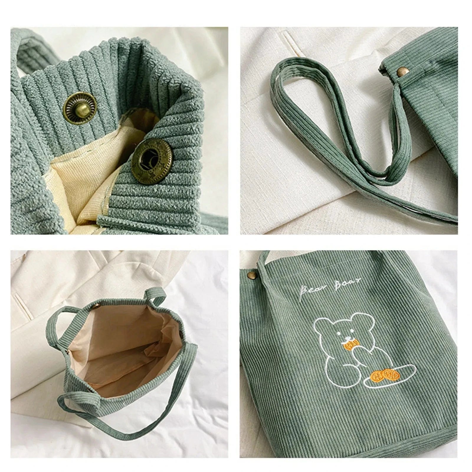 Tote Bag de Cours Ourson en Velours