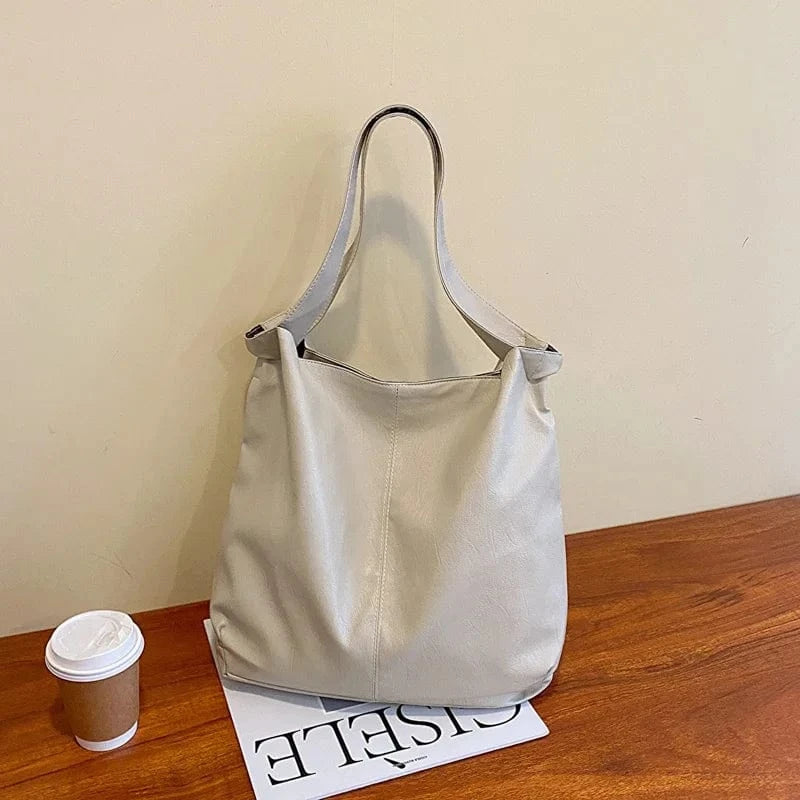 Tote Bag en Cuir Beige
