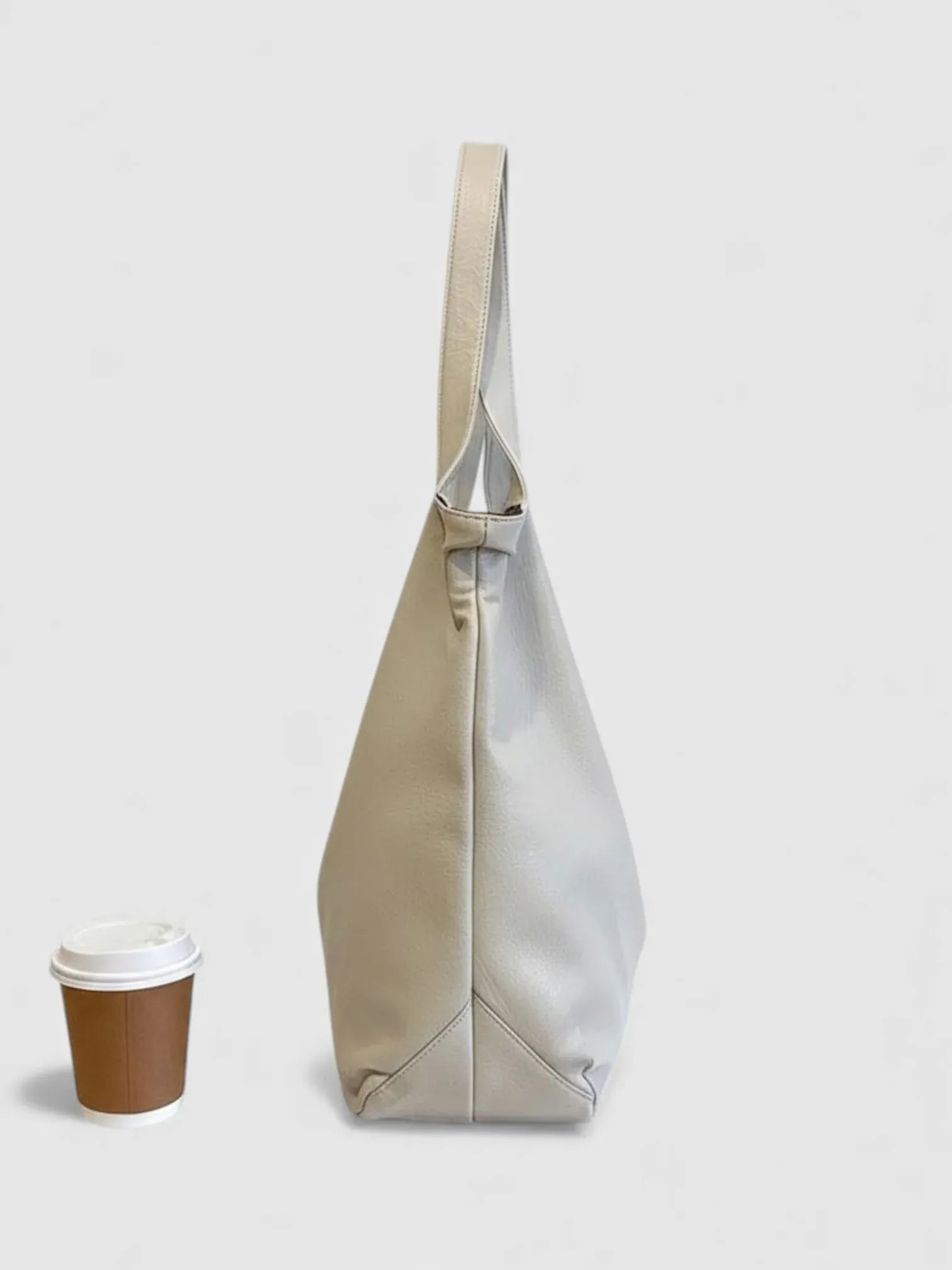 Tote Bag en Cuir Vegan Beige