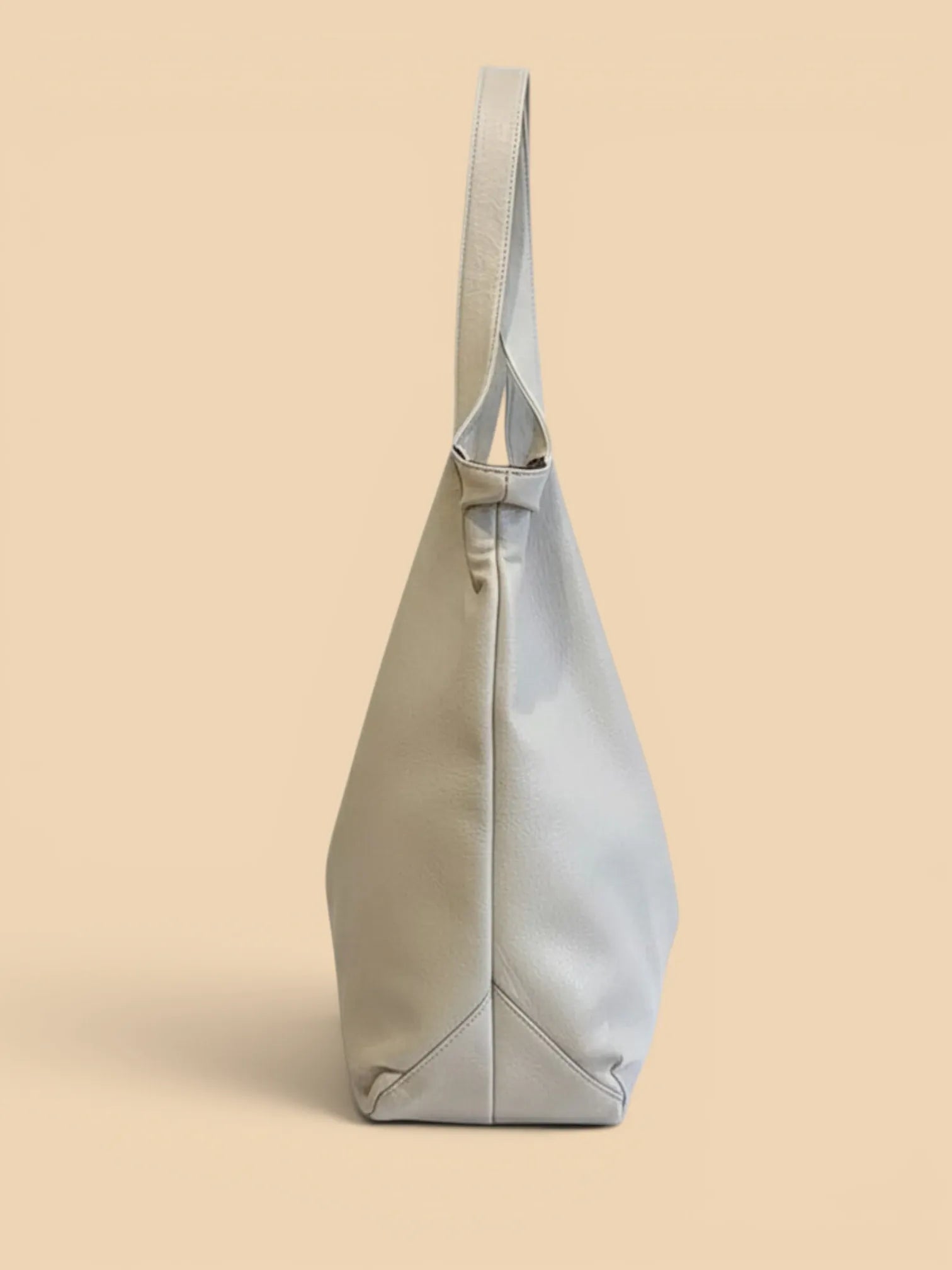 Tote Bag en Cuir Vegan Beige