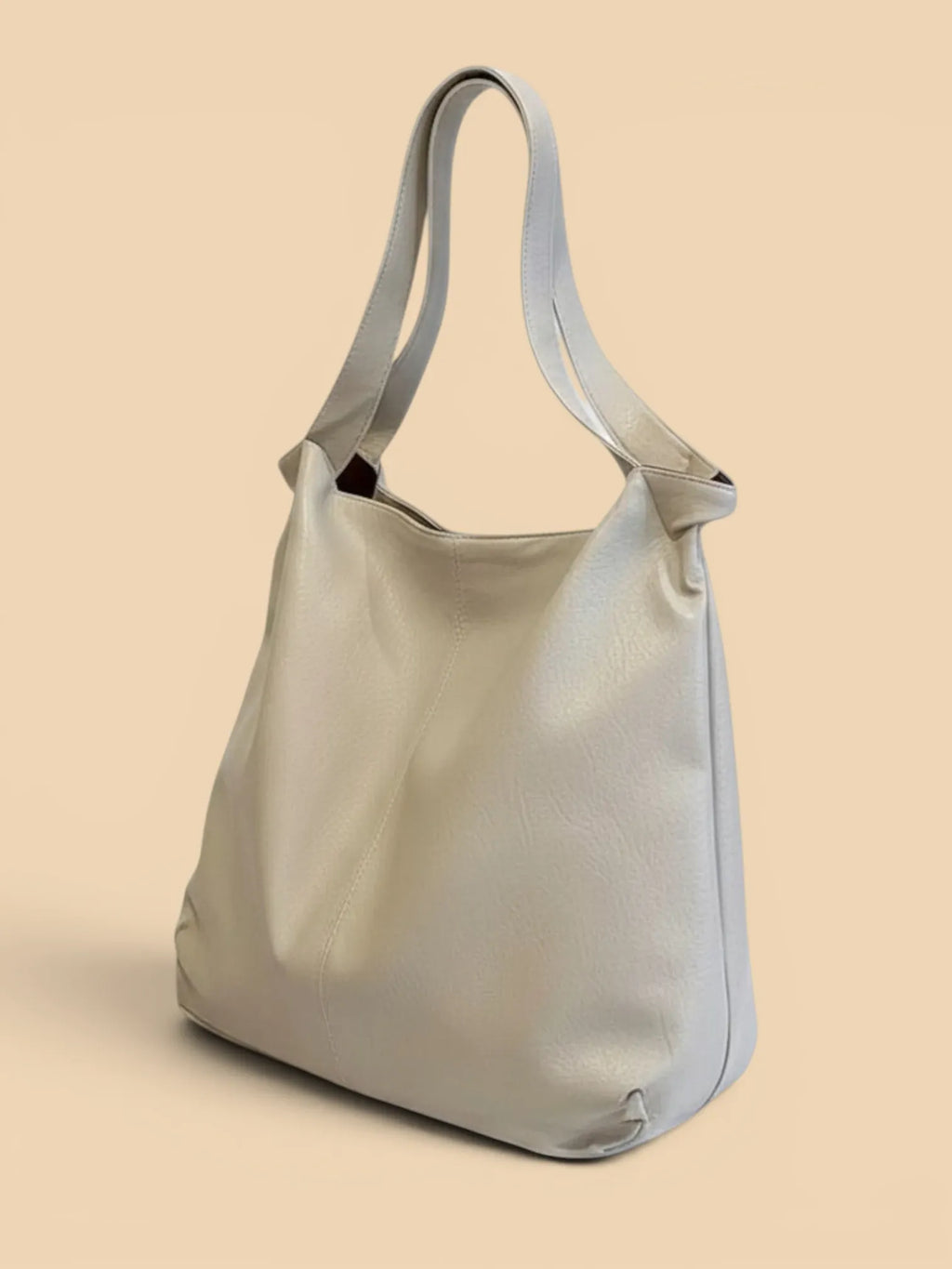 Tote Bag en Cuir Vegan Beige