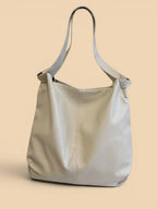Tote Bag en Cuir Vegan Beige