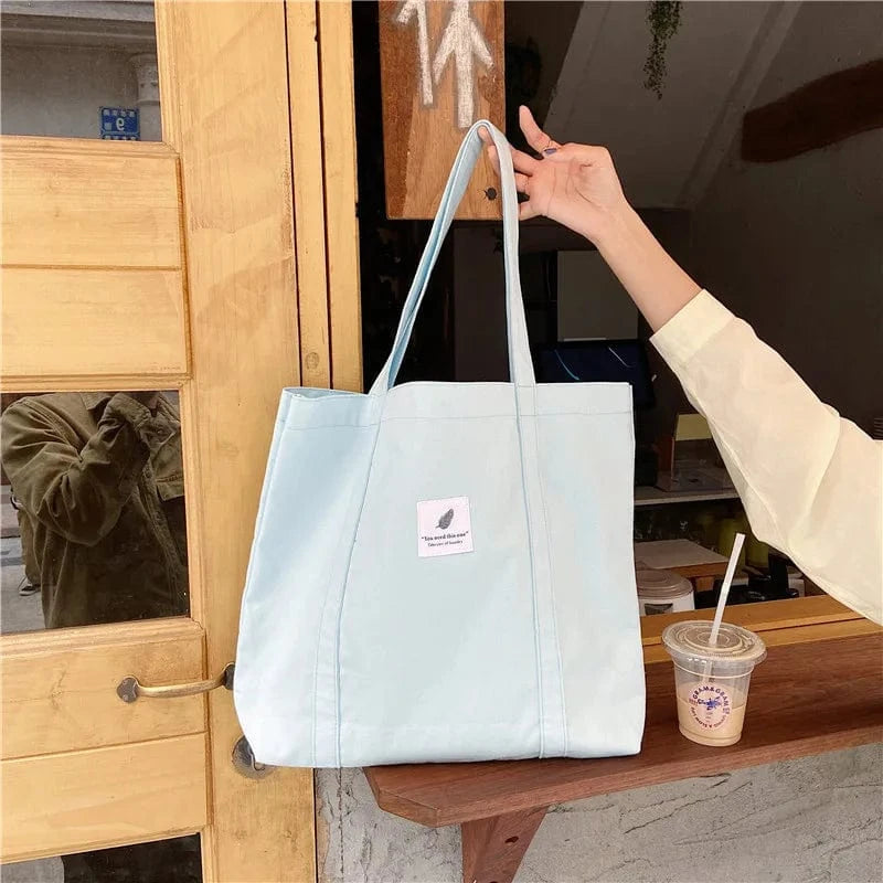 Tote Bag en Tissu Moderne Bleu clair