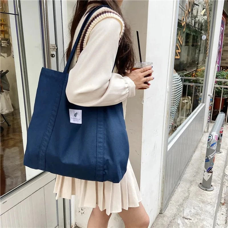 Tote Bag en Tissu Moderne Bleu Foncé