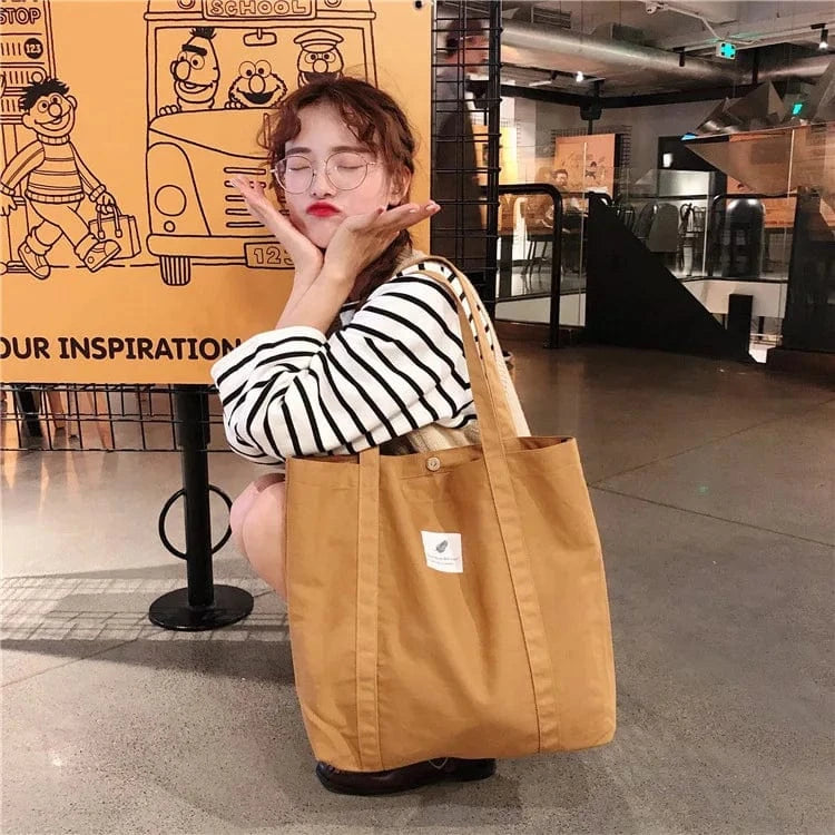 Tote Bag en Tissu Moderne Khaki
