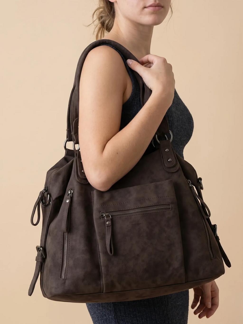 Très Grand Sac Cabas Marron Café