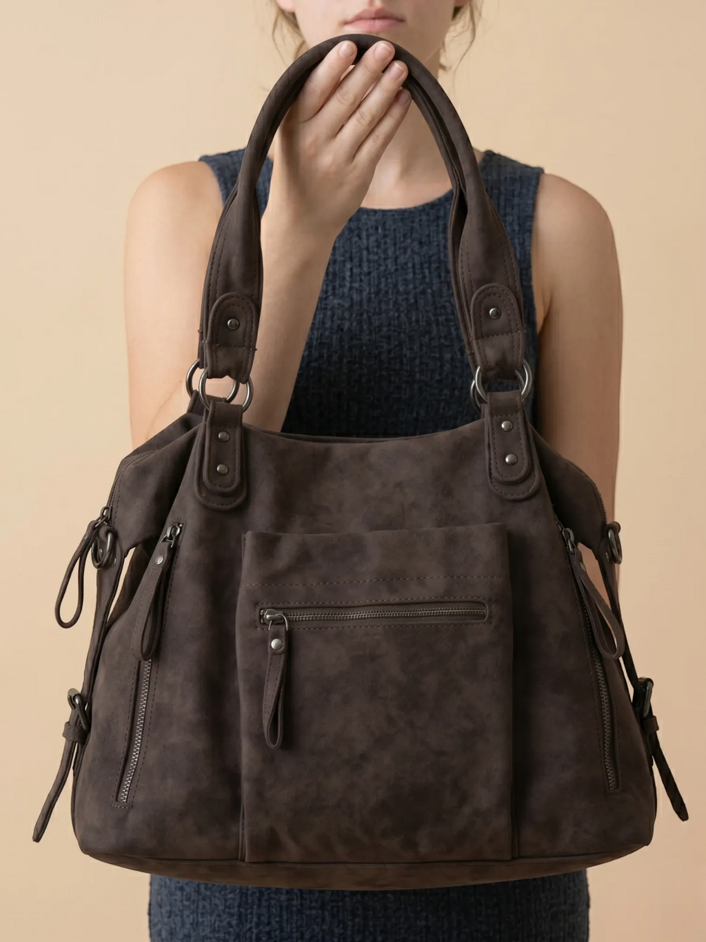 Très Grand Sac Cabas Marron Café