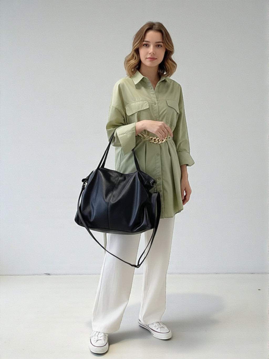 Cabas de Cours en Cuir Vegan Zipper