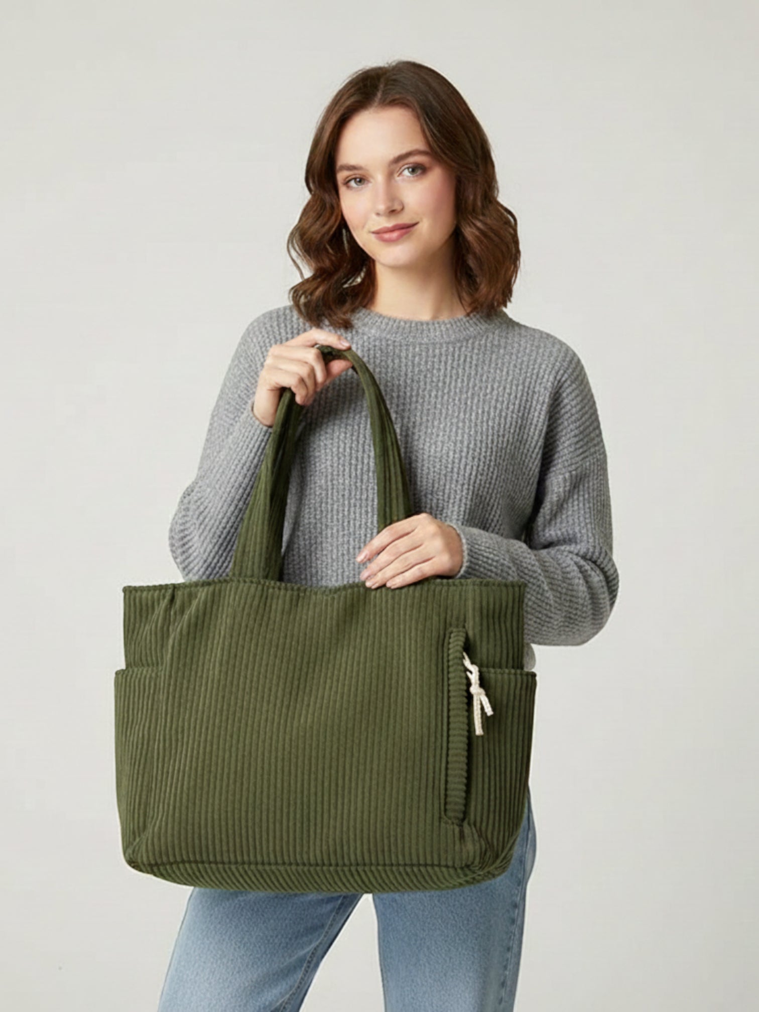 Sac cabas velours côtelé épaisse